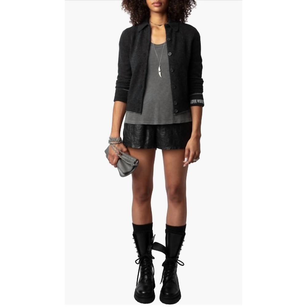 NEW ZADIG & VOLTAIRE zadig & voltaire voltia cashmere collared cardigan in anthr - Picture 5 of 6